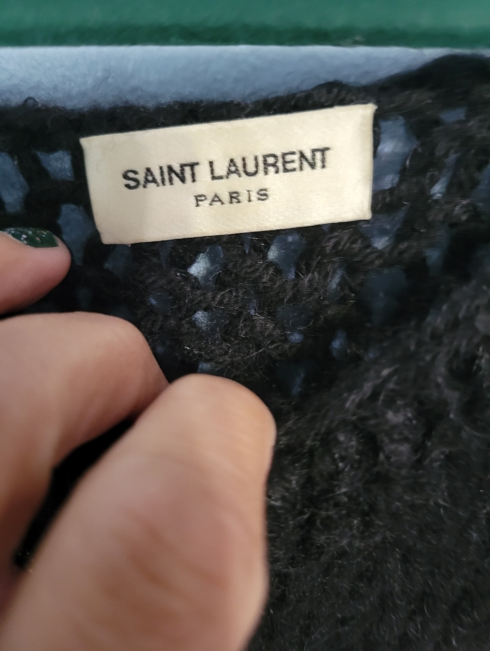Saint Laurent Paris Womens Laine Wool Mohair Striped Sweater XL Black - Picture 7 of 13
